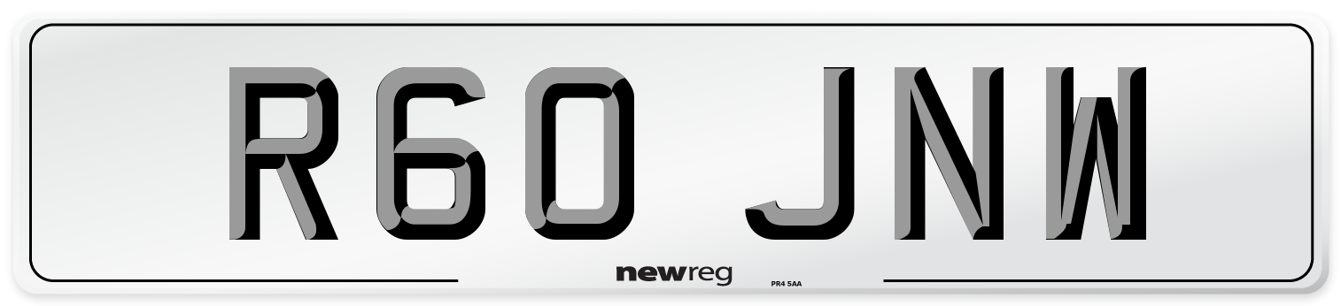 R60 JNW Number Plate from New Reg